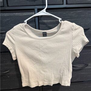 SHEIN Beige Ribbed Crop Top